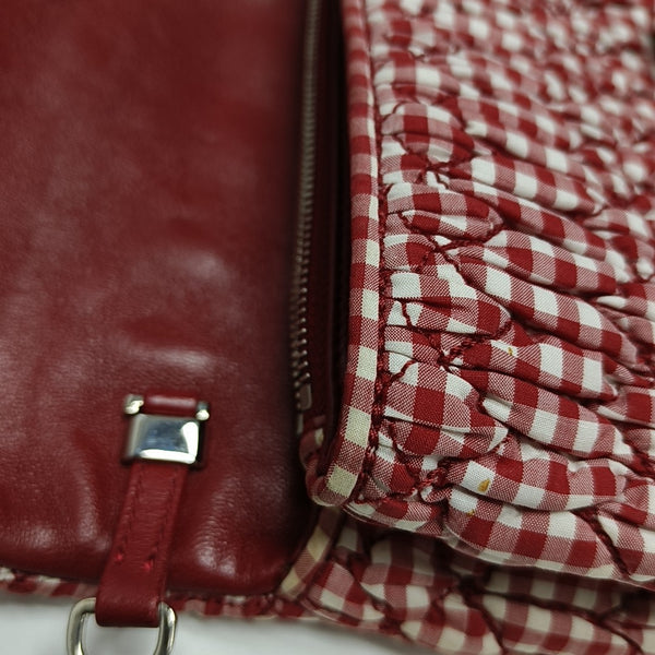 Quilted Fabric Crossbody Bag Red