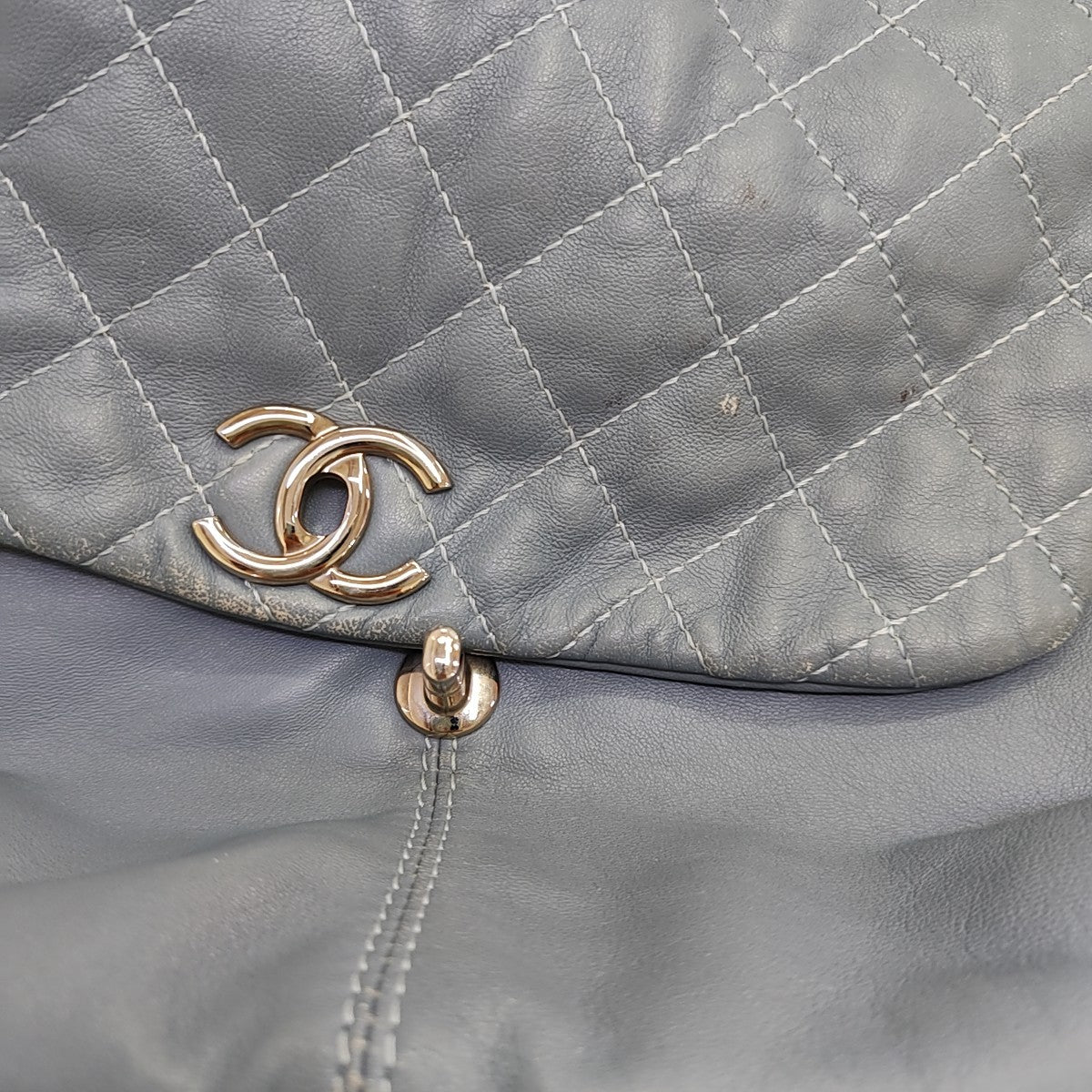 Quilted Calfskin Shoulder Bag Blue