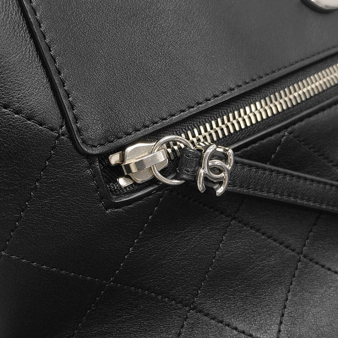 Quilted Calfskin Bucket Bag Black