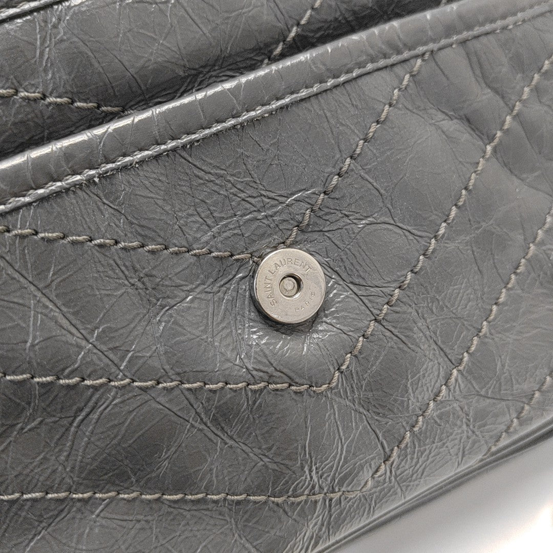NIKI Small Chevron Calfskin Gray
