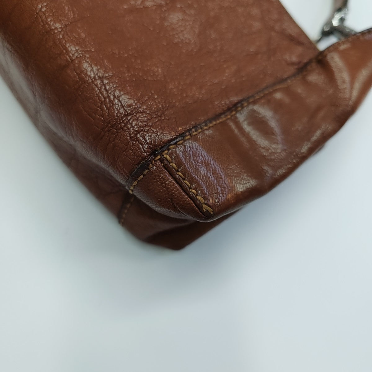 Calfskin Top Handle Bag Brown