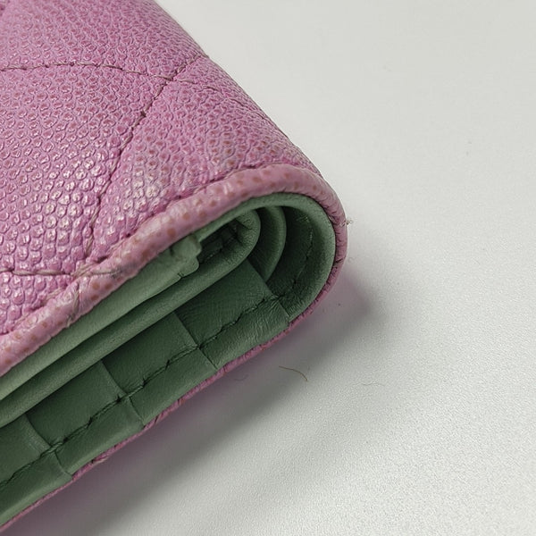 Quilted Grained Calfskin Wallet Purple