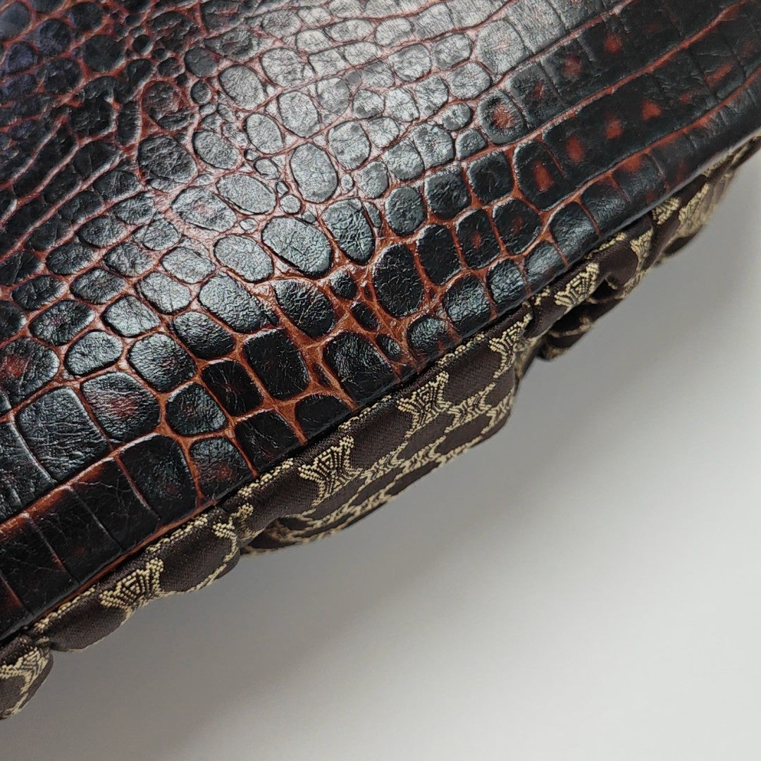 Fabric Top Handle Bag Brown