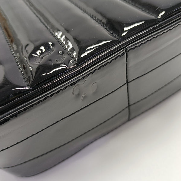 Quilted Patent Leather Shoulder Bag Black