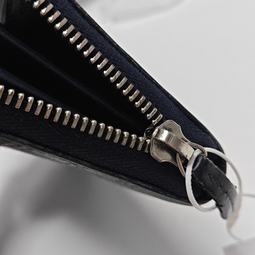 Ligne Shima Monogram Calfskin Blue Wallet
