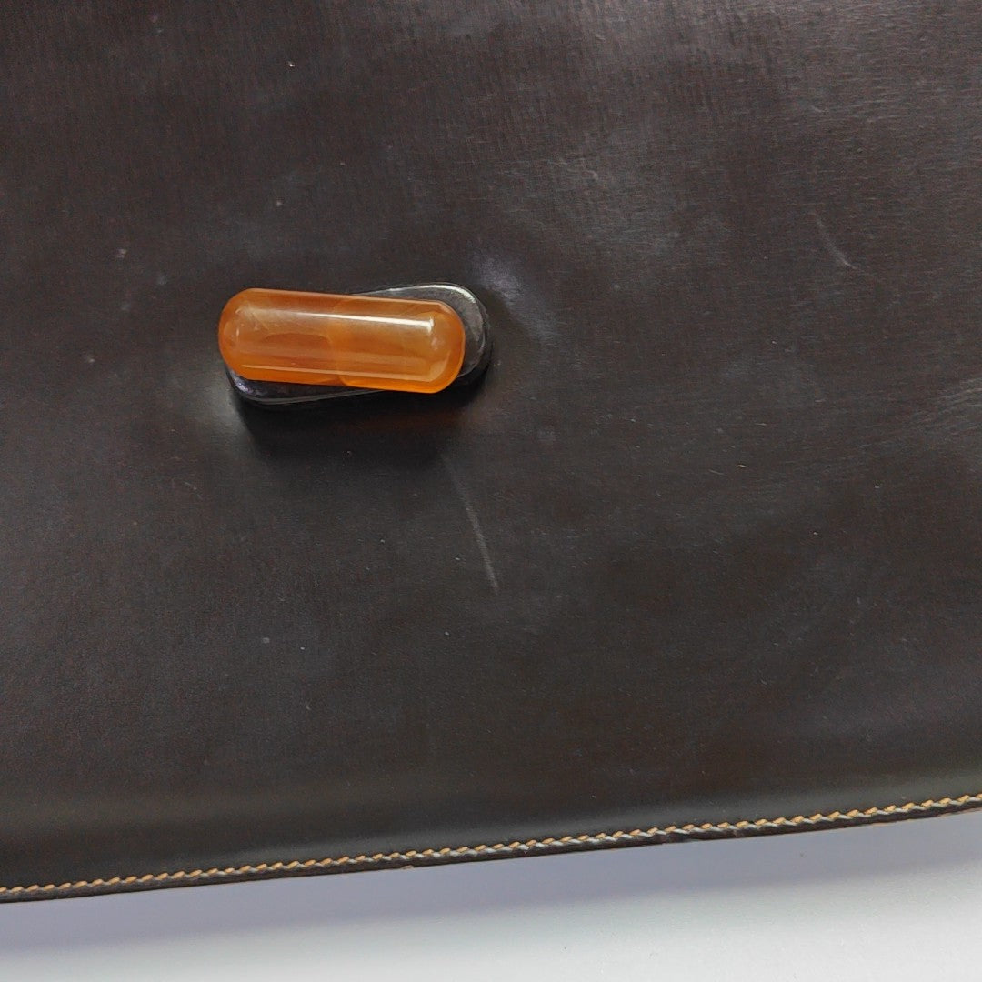Calfskin Top Handle Bag Brown