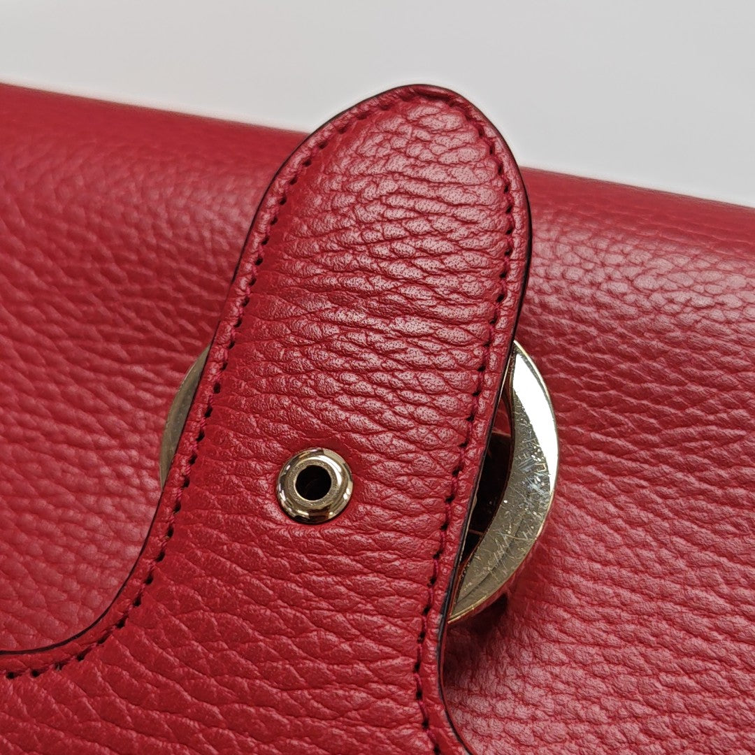 Interlocking G Large Calfskin Red