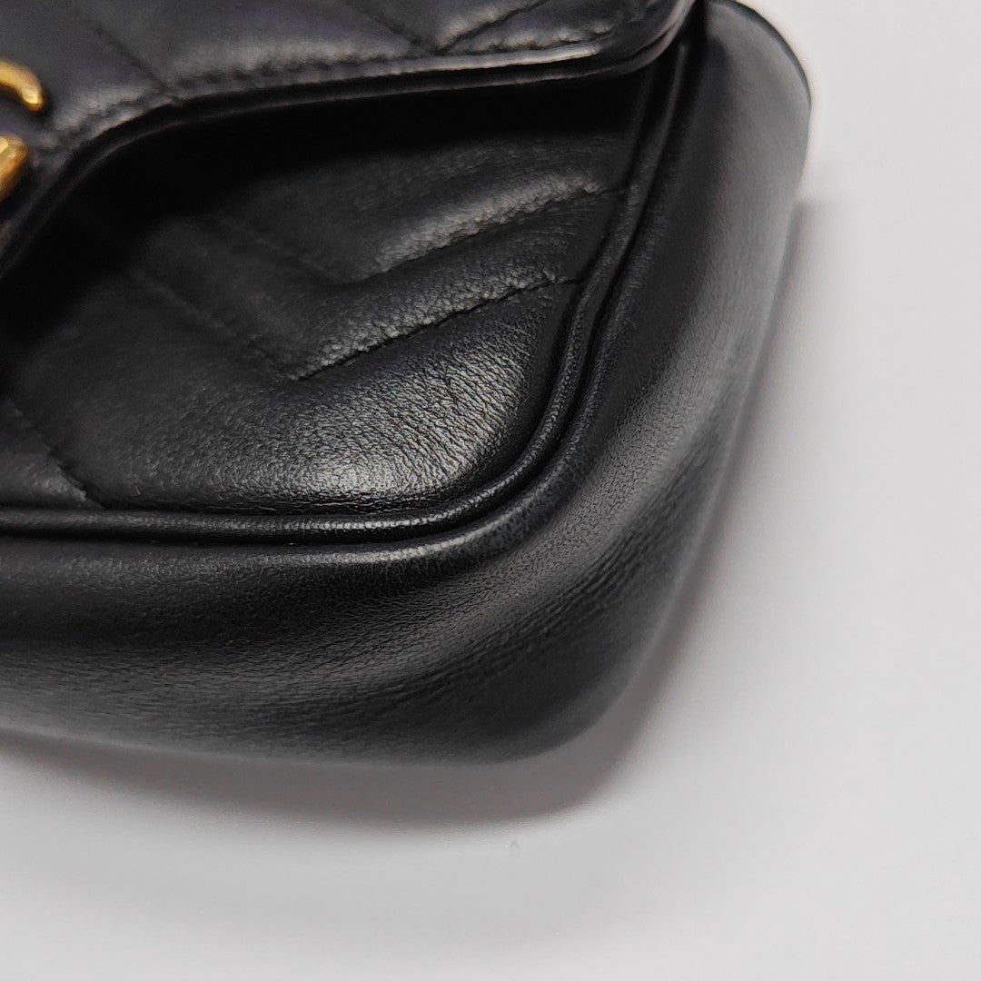 GG Marmont Mini Quilted Calfskin Black