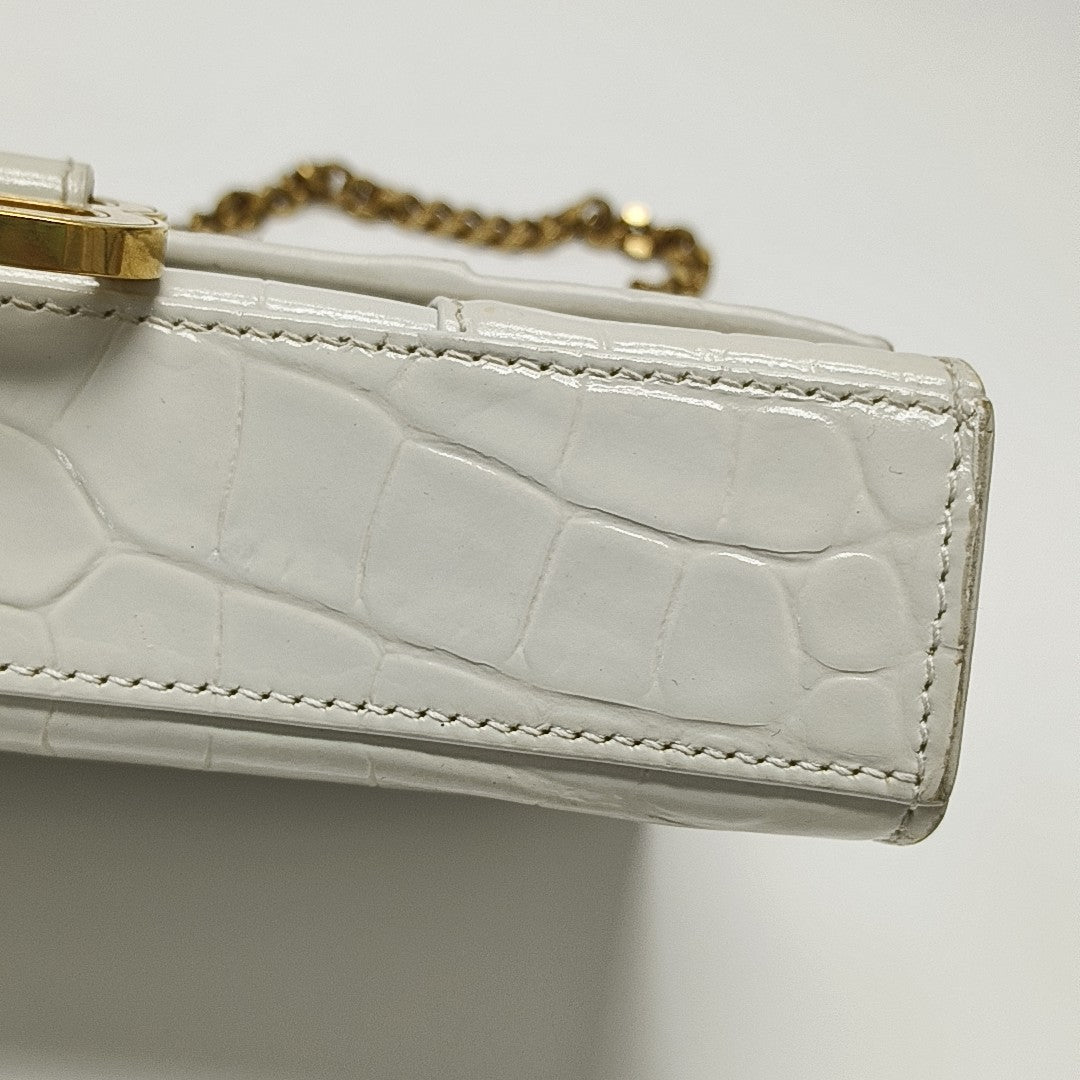 Hourglass Wallet On Chain Mini Calfskin White