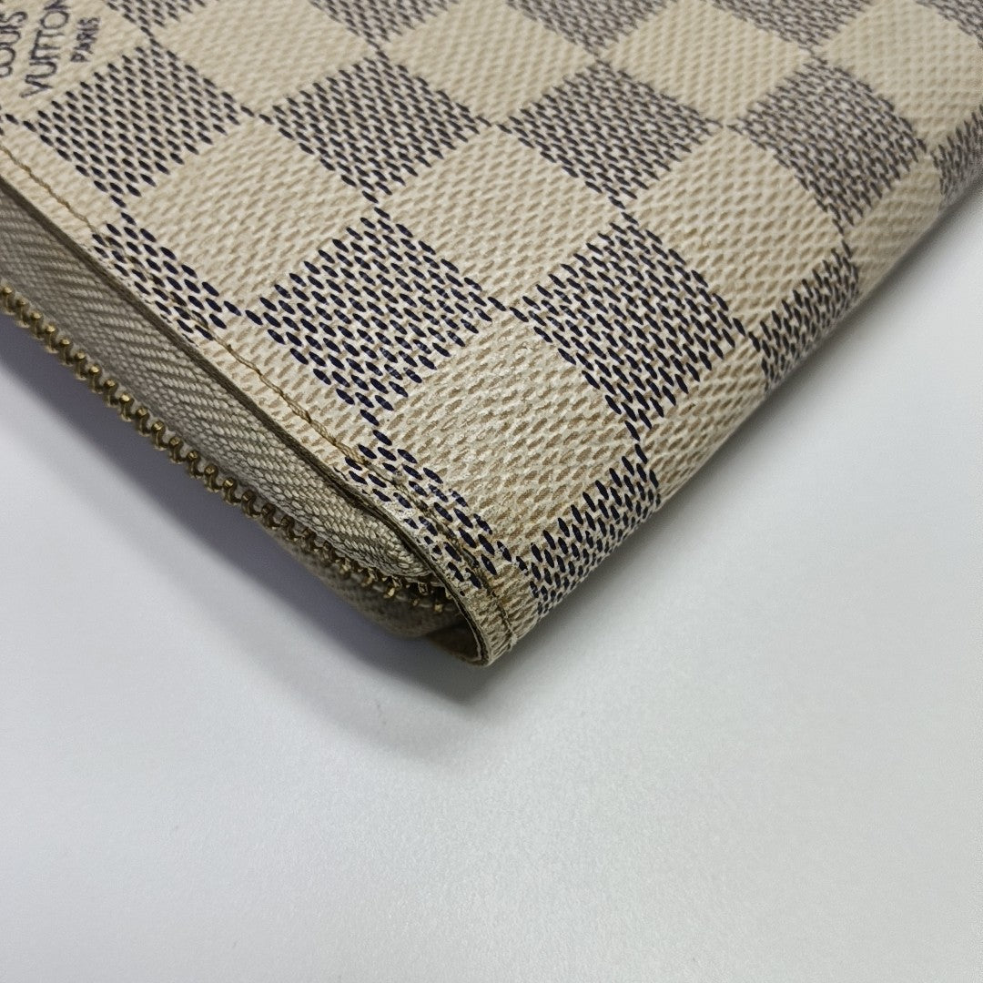 ZIPPY Damier Azur Coated Canvas White Wallet