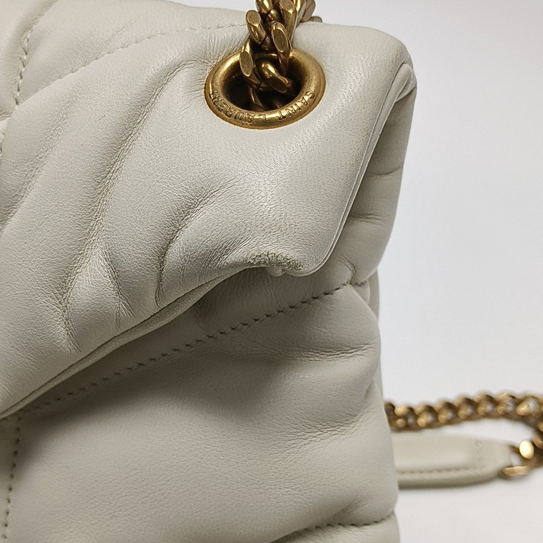 PUFFER Small Quilted Lambskin White