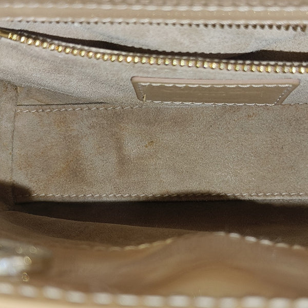 Lady Dior Mini Cannage Patent Leather Beige