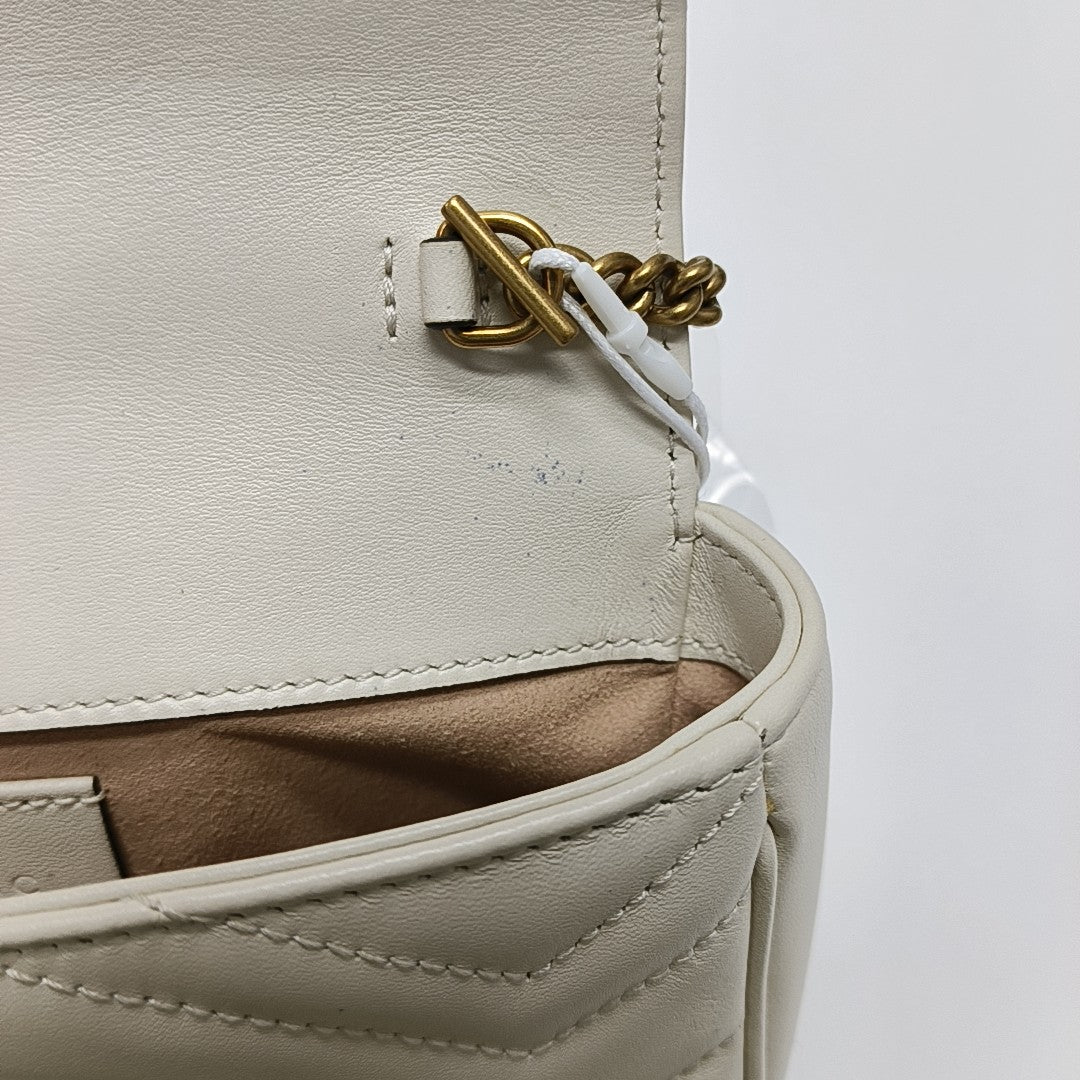 GG Marmont Mini Quilted Calfskin White