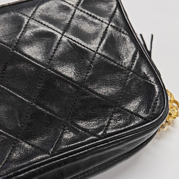 Quilted Lambskin Shoulder Bag Black