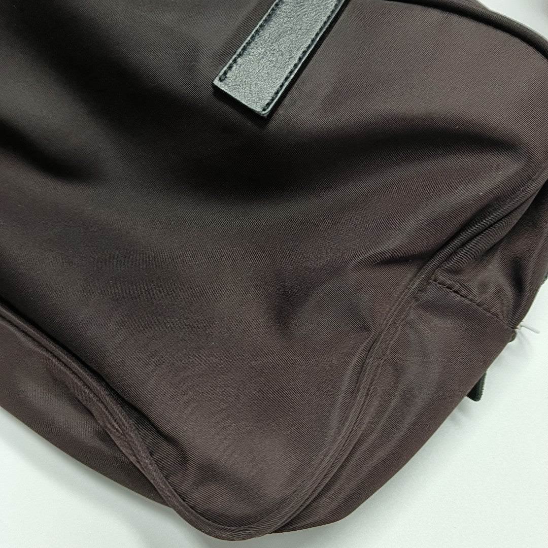 Nylon Top Handle Bag Brown