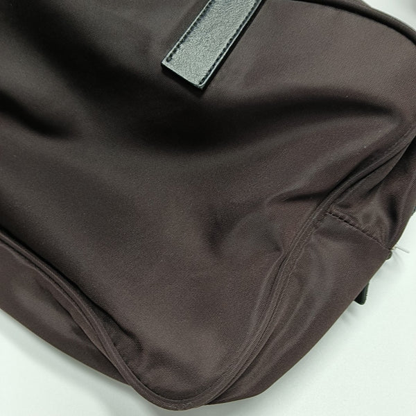 Nylon Top Handle Bag Brown