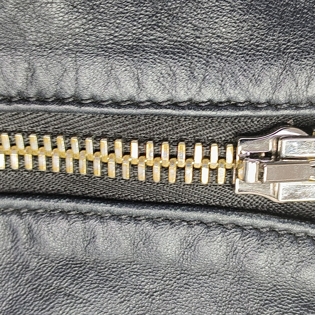 Leather Top Handle Bag Black