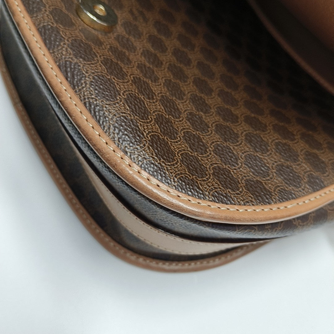 Coated Canvas Shoulder Bag Brown