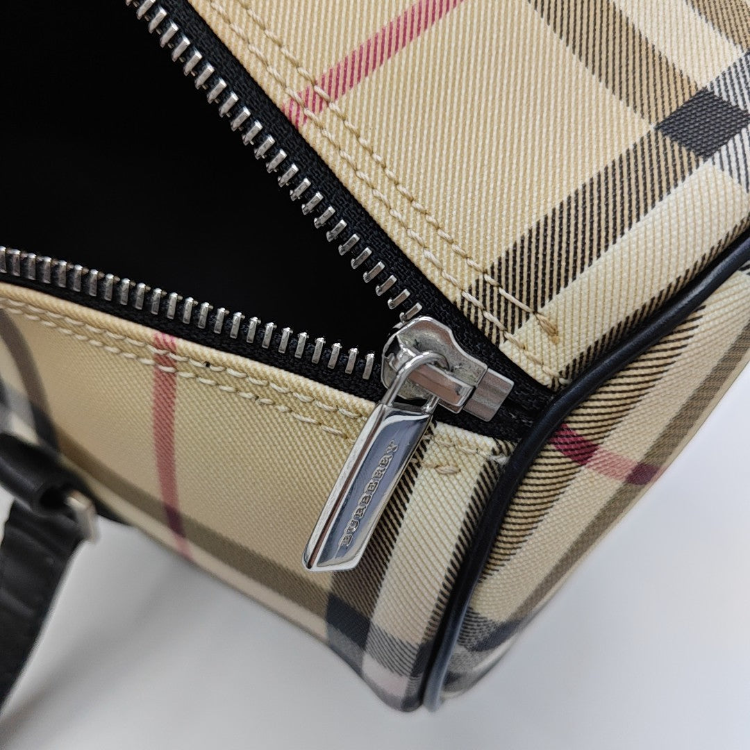 Coated Canvas Top Handle Bag Beige