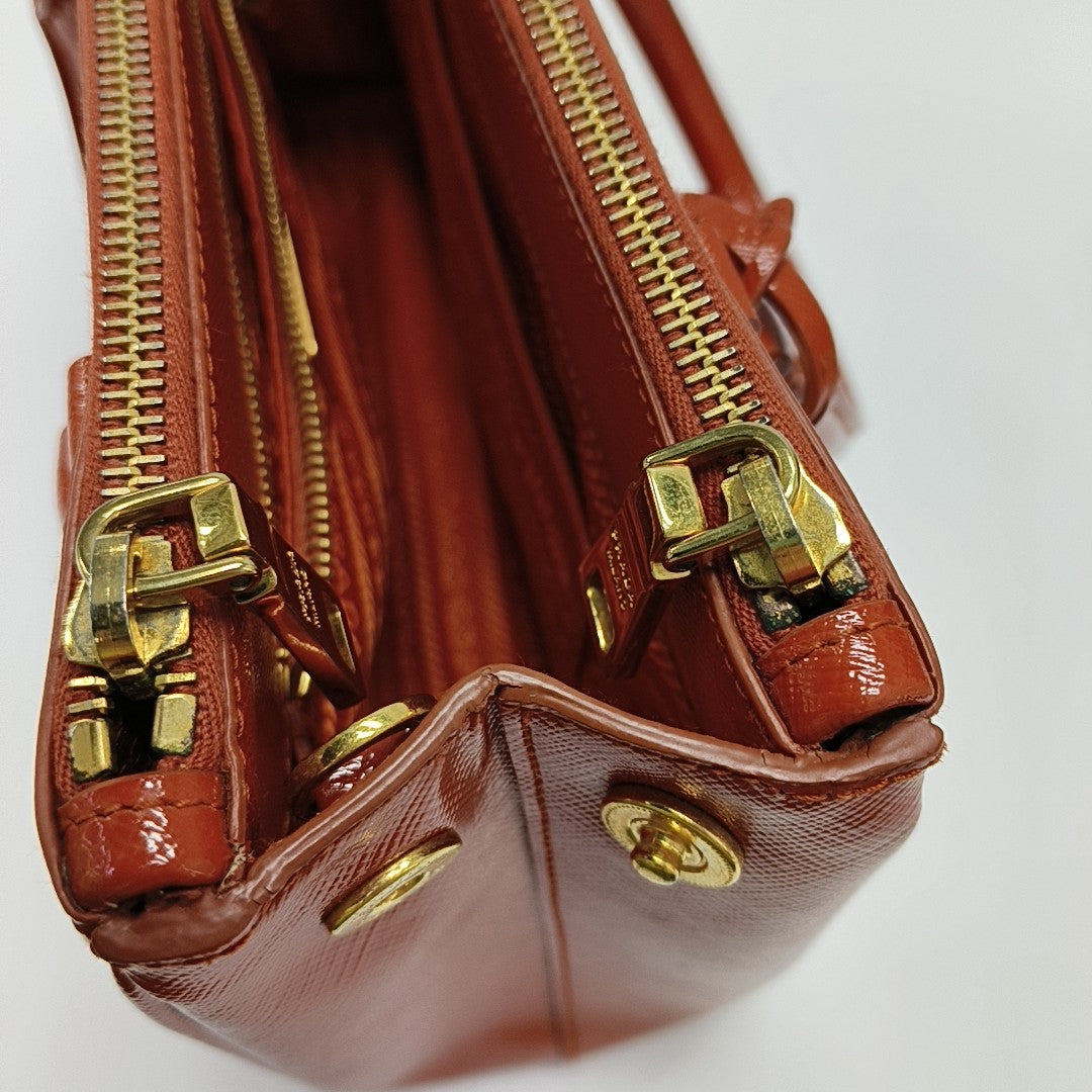 Galleria Small Saffiano Calfskin Orange