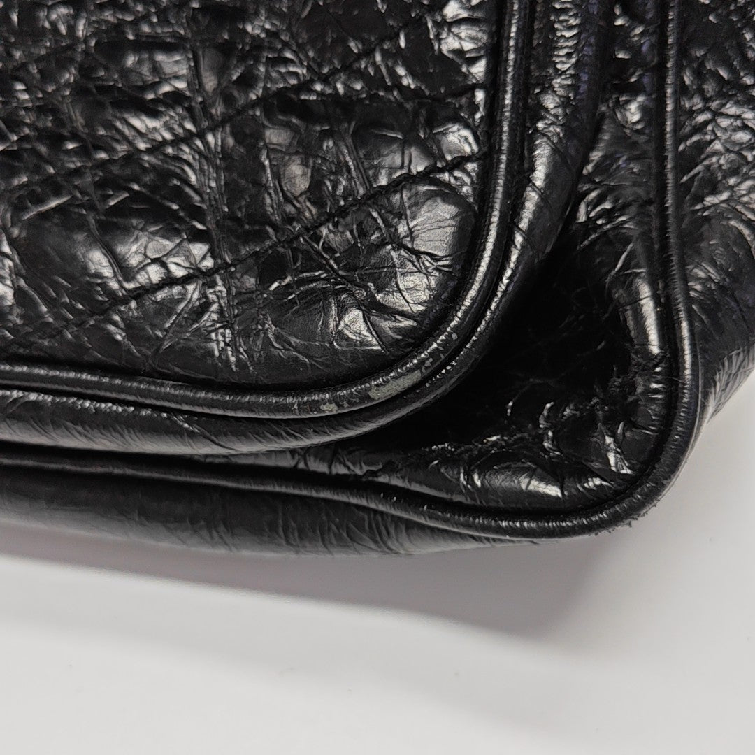 NIKI Large Chevron Calfskin Black