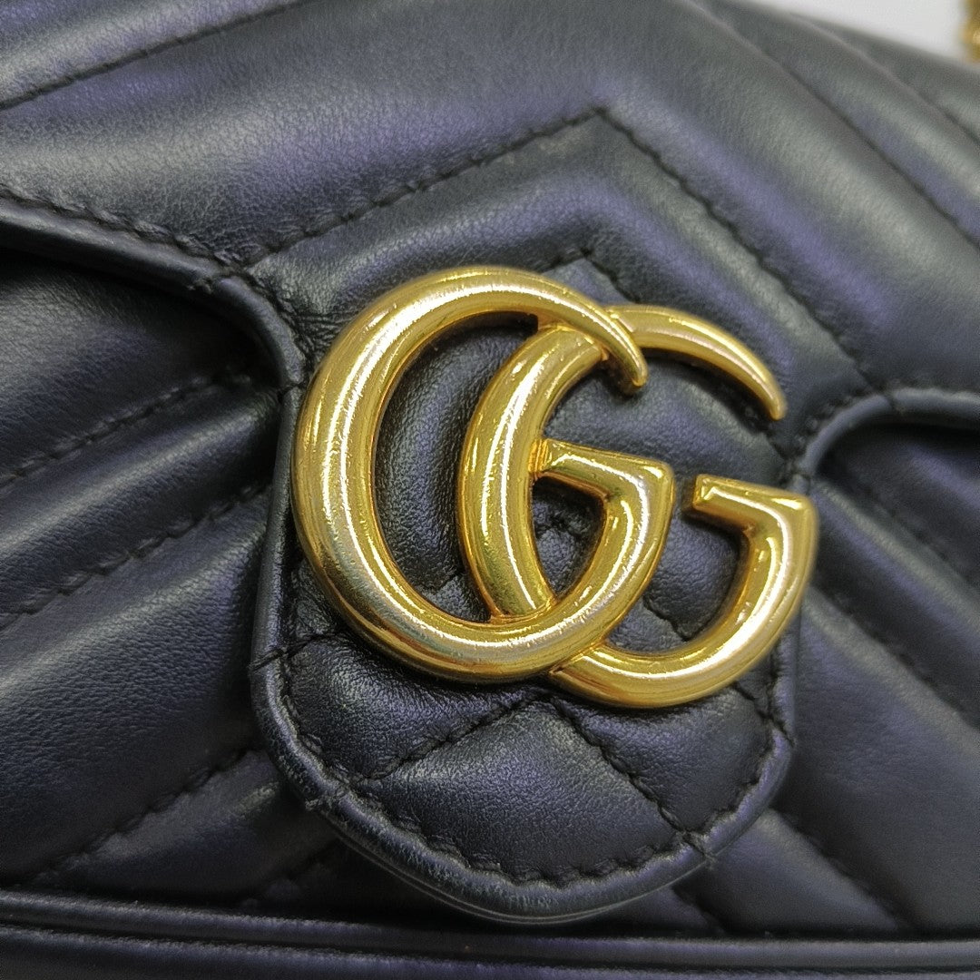 GG Marmont Mini Quilted Calfskin Black