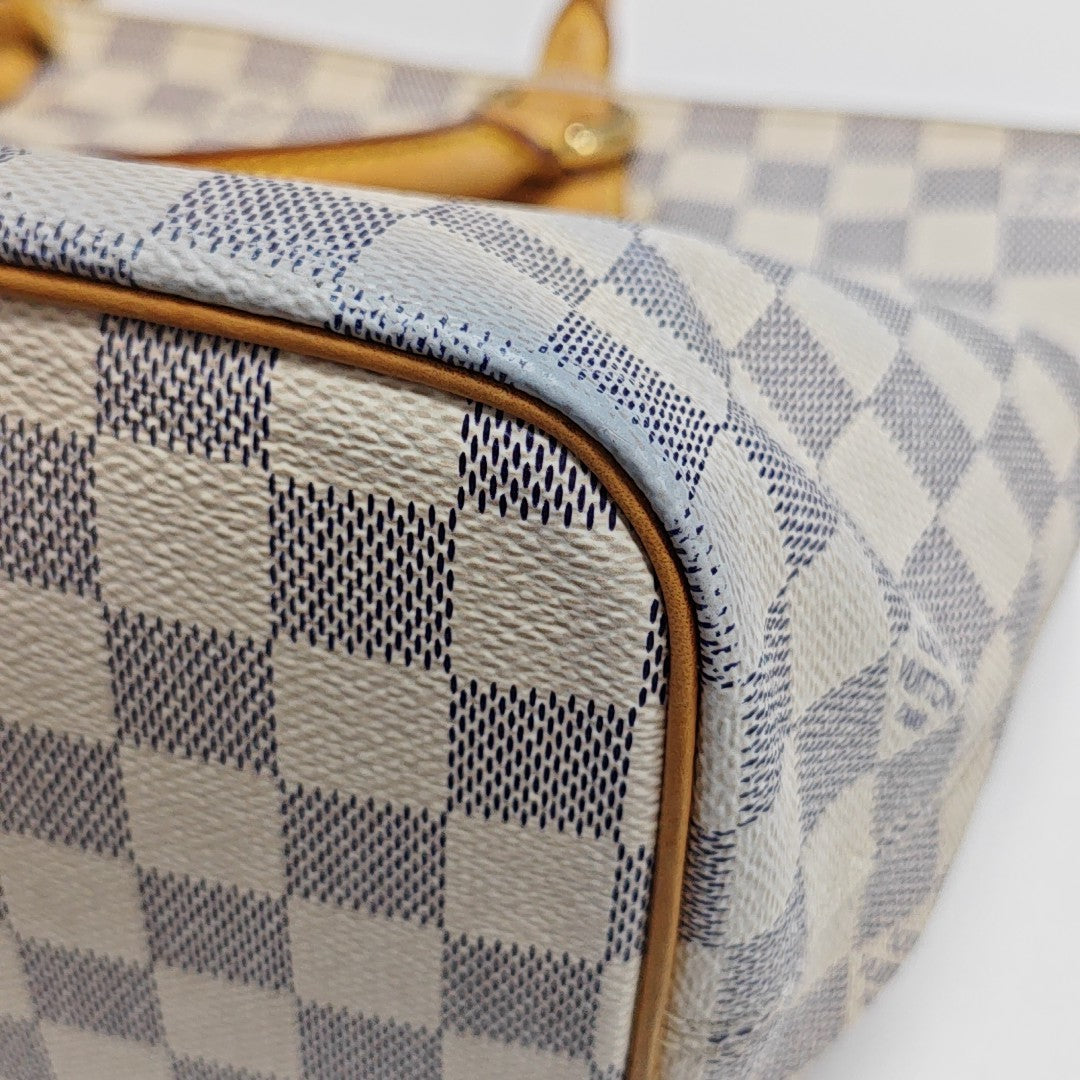 SALEYA PM Damier Azur Coated Canvas White