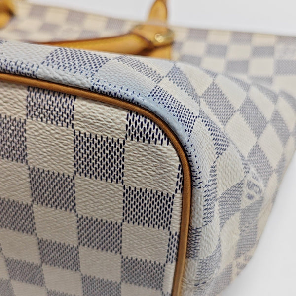 SALEYA PM Damier Azur Coated Canvas White