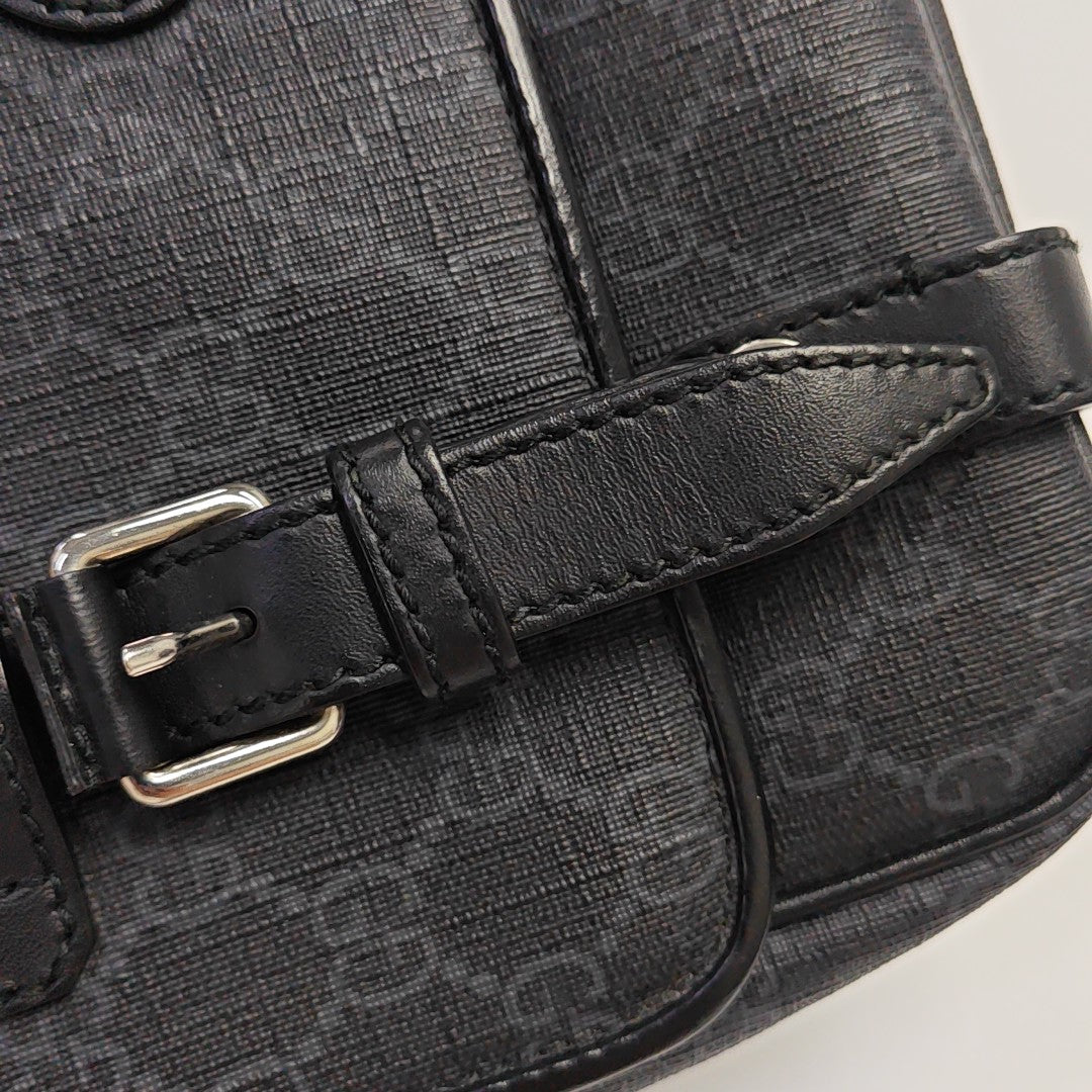 Monogram Coated Canvas Shoulder Bag Black