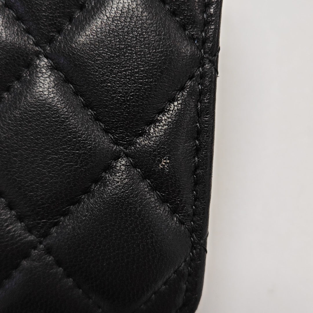 Quilted Lambskin Shoulder Bag Black