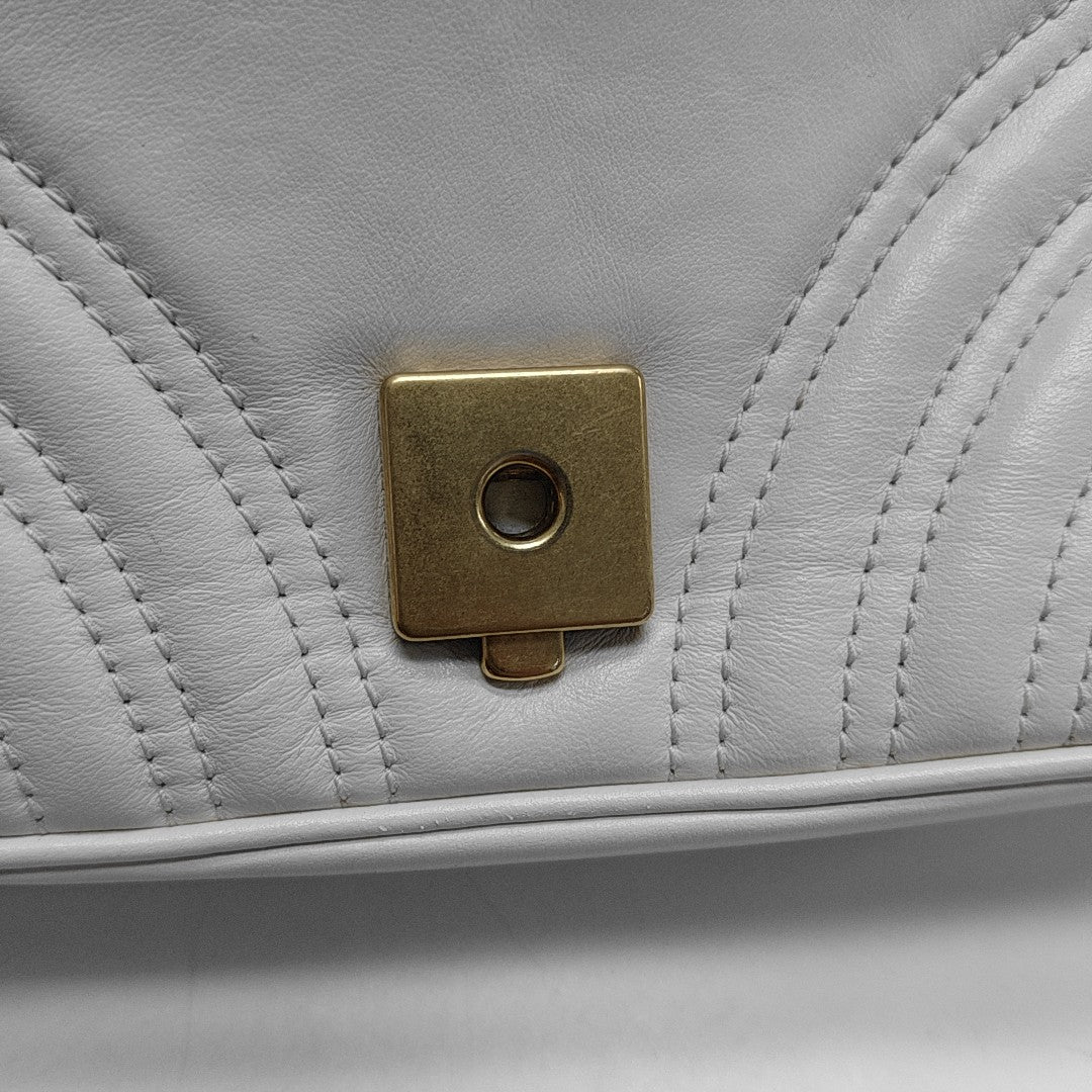 GG Marmont Small Quilted Calfskin White
