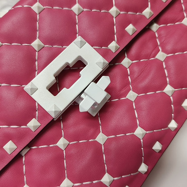 Spike Up Small Quilted Lambskin Pink