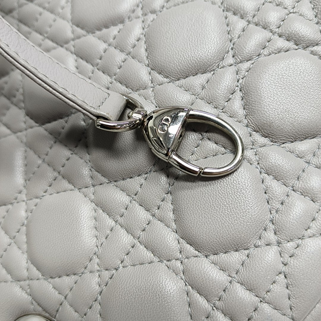 Lady Dior Medium Cannage Lambskin Gray