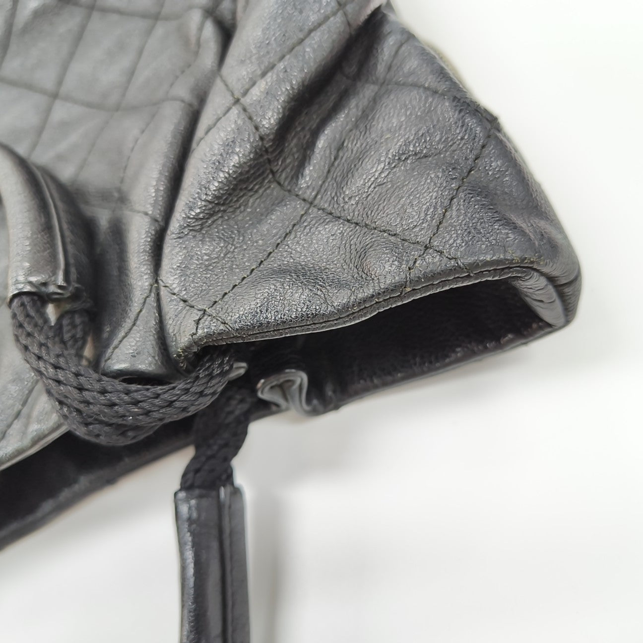 Quilted Calfskin Top Handle Bag Black