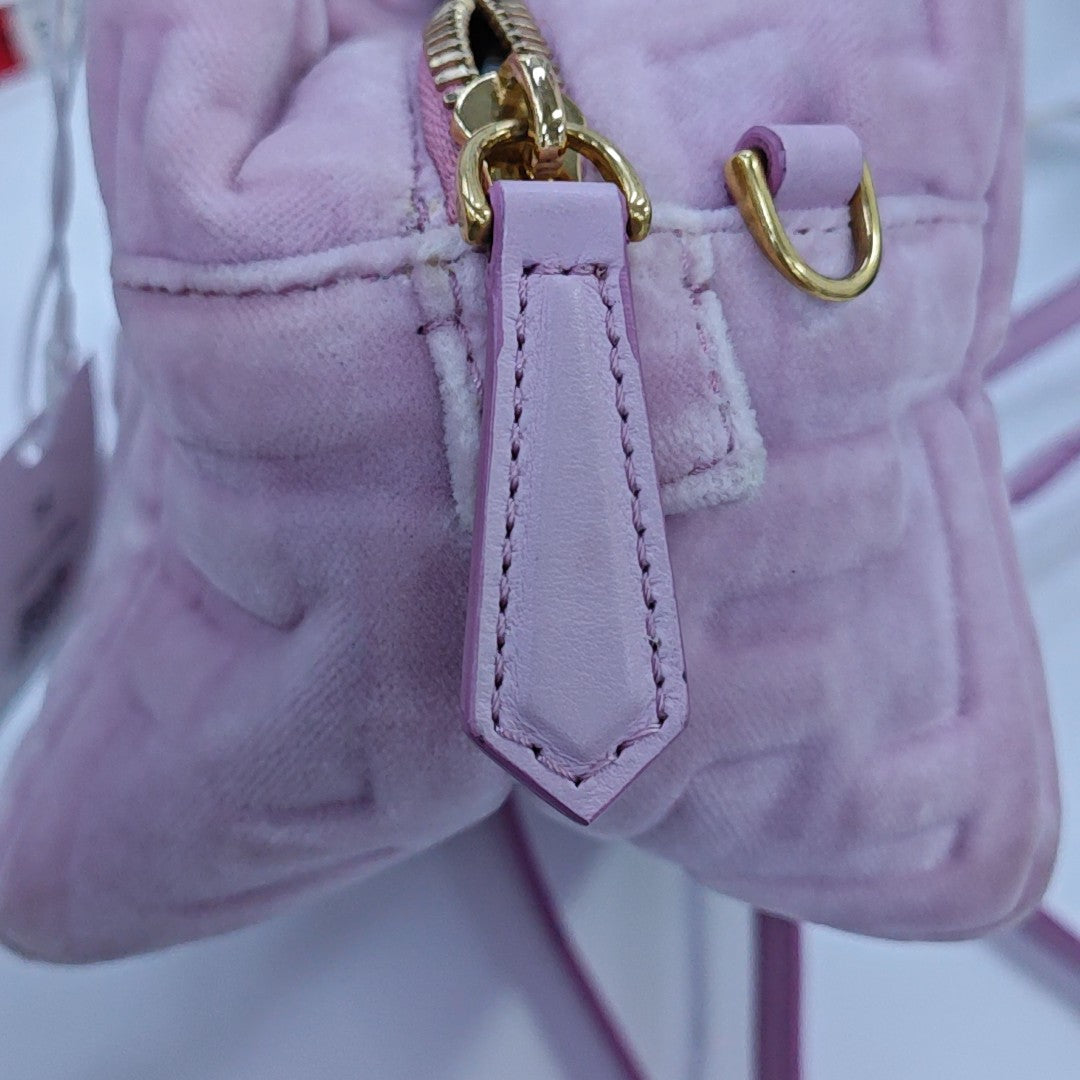 Monogram Velvet Crossbody Bag Pink
