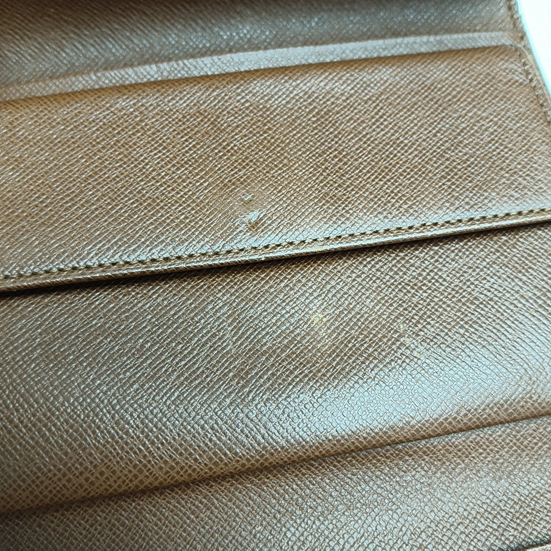PORTE MONNAIE Monogram Coated Canvas Brown Wallet