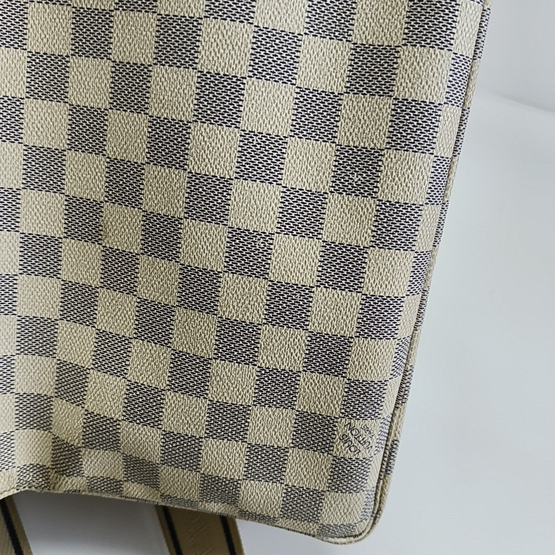 NAVIGLIO Damier Azur Coated Canvas White