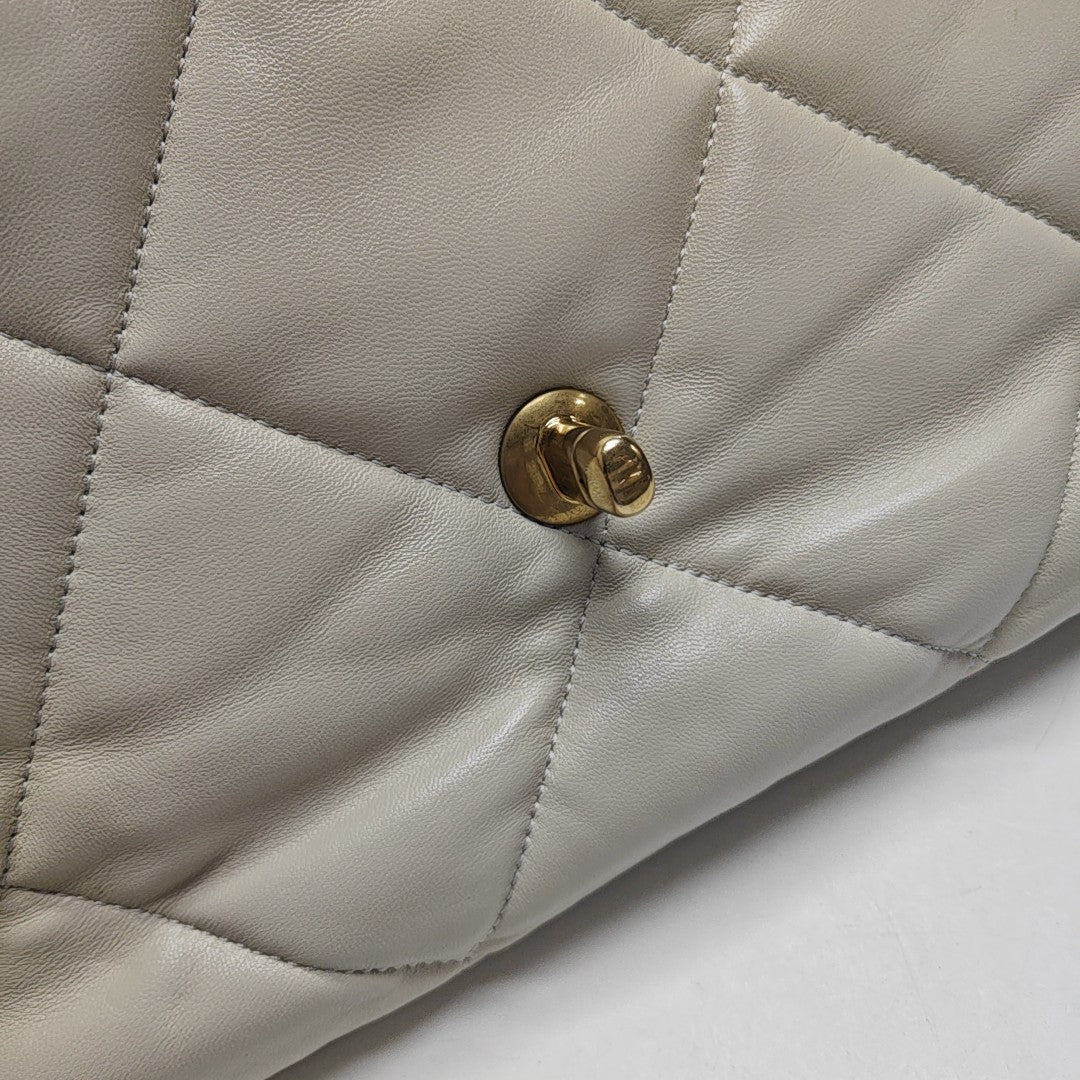CHANEL 19 Large Quilted Lambskin Beige