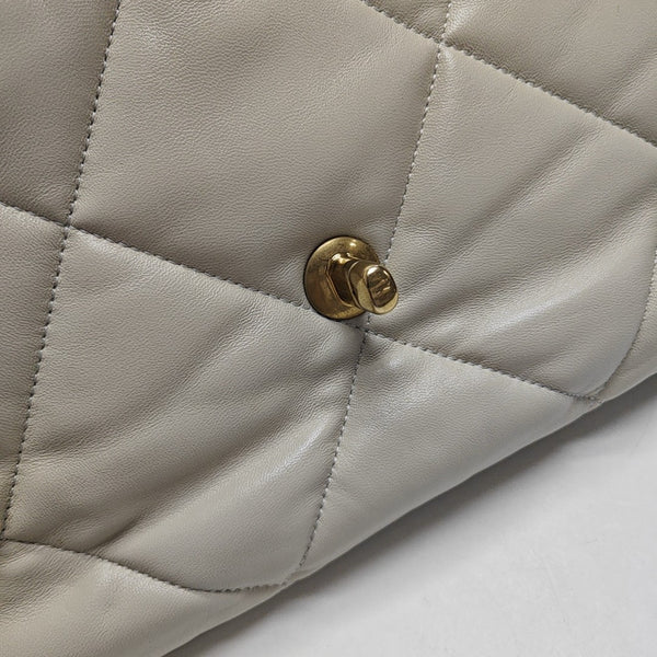 CHANEL 19 Large Quilted Lambskin Beige