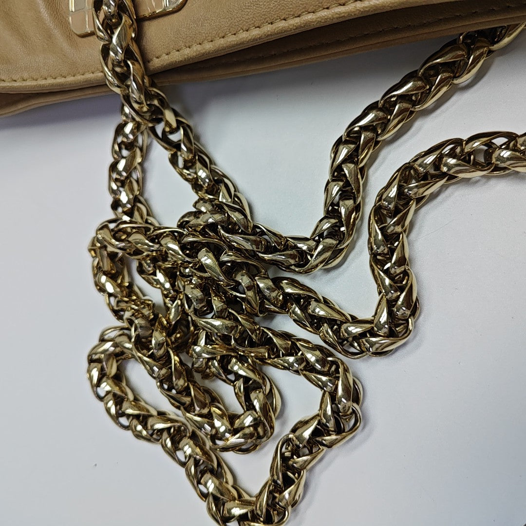 Cannage Calfskin Top Handle Bag Beige