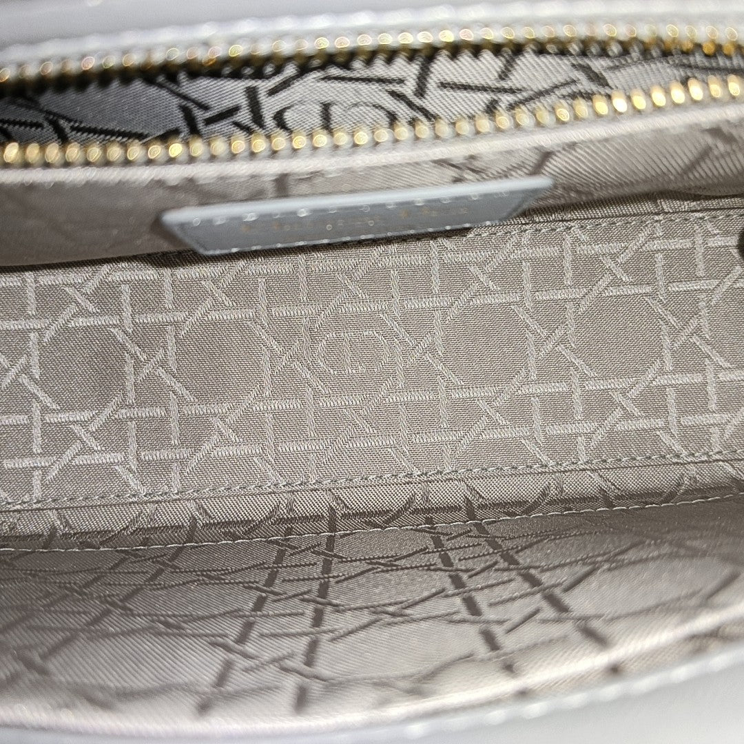 Lady Dior Small Cannage Lambskin Gray