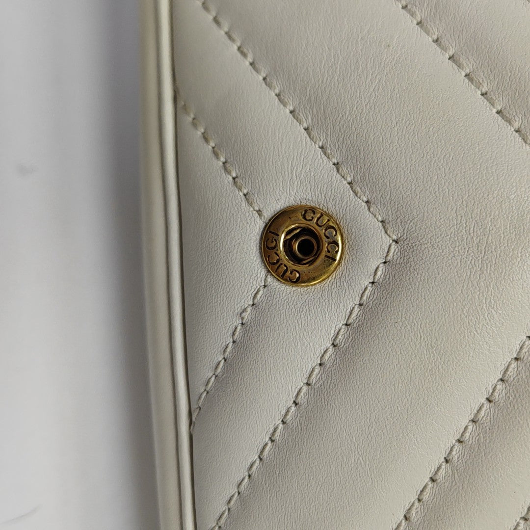 GG Marmont Mini Quilted Calfskin White