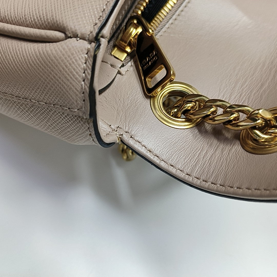 Saffiano Calfskin Shoulder Bag Brown