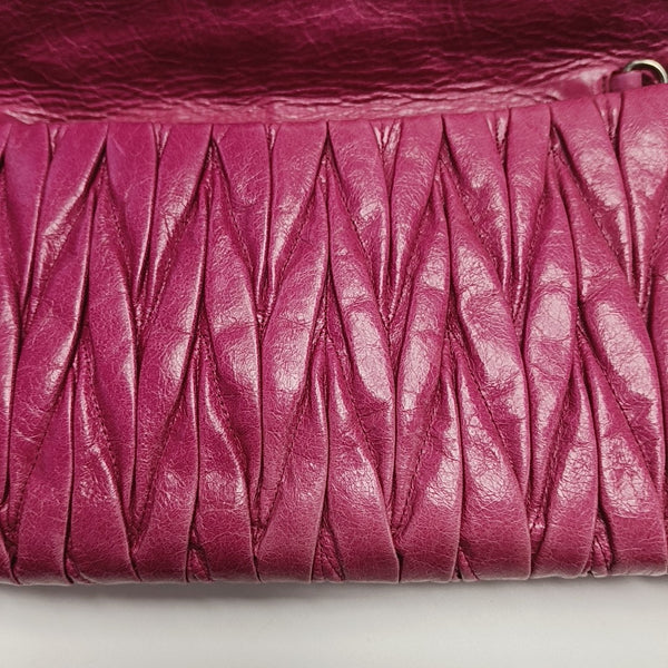 Button Wallet Quilted Lambskin Red