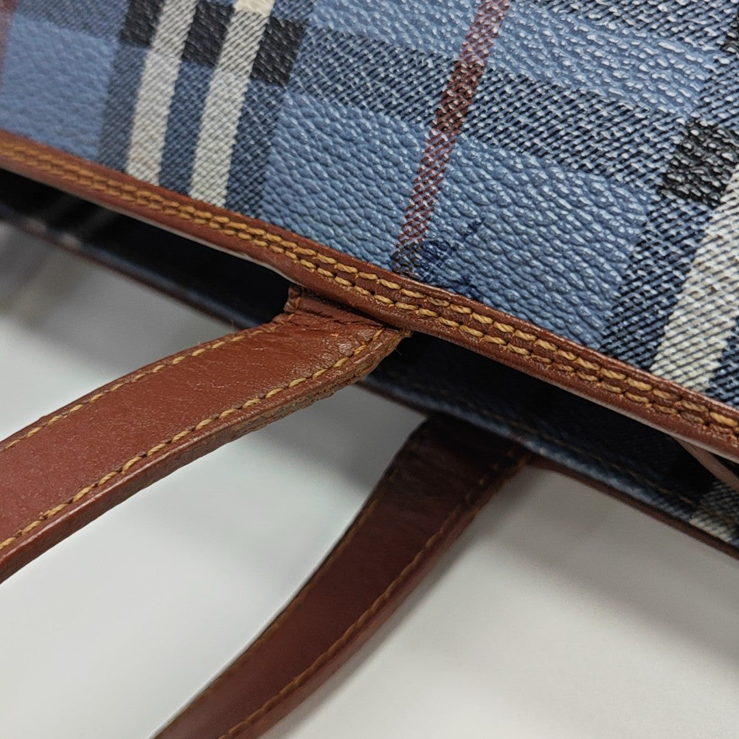 Coated Canvas Tote Bag Blue