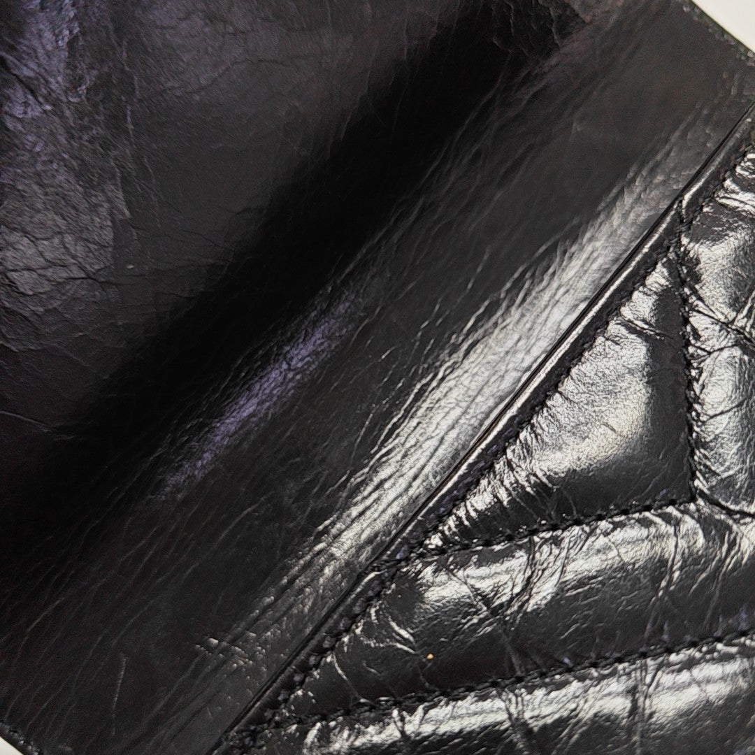 ENVELOPE Small Chevron Calfskin Black