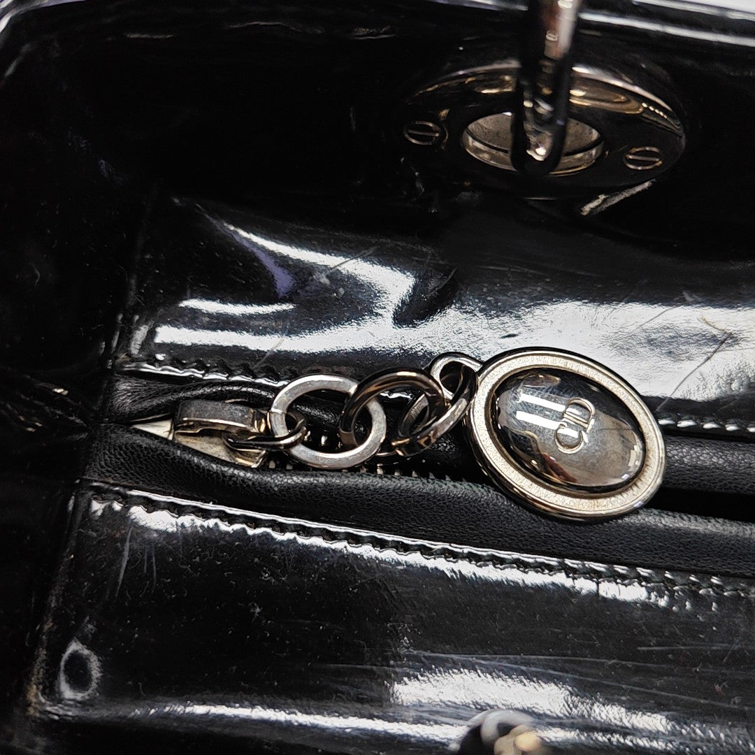 Lady Dior Medium Cannage Patent Leather Black