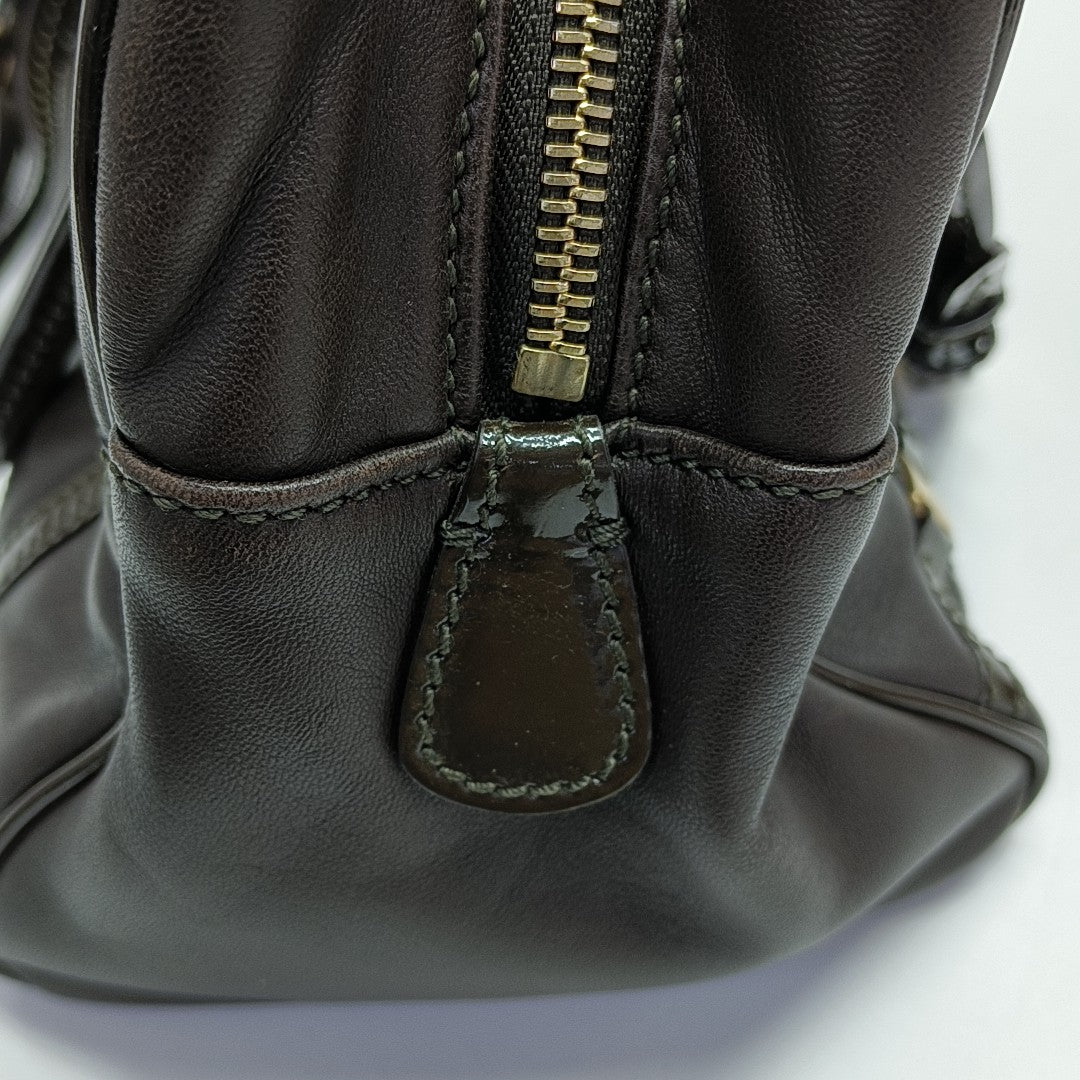 Quilted Calfskin Top Handle Bag Brown