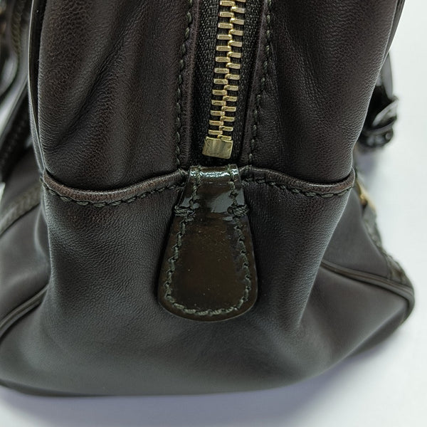 Quilted Calfskin Top Handle Bag Brown