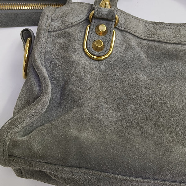 Classic Metallic Edge City Mini Suede Gray